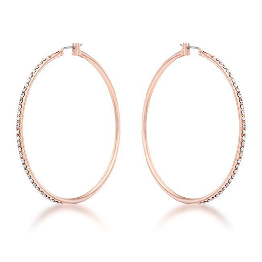 Large Rosegold Hoop Earrings with Crystals freeshipping - Higher Class Elegance