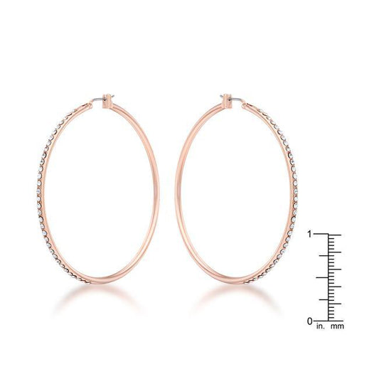 Large Rosegold Hoop Earrings with Crystals freeshipping - Higher Class Elegance