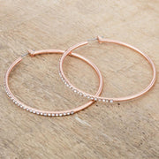 Large Rosegold Hoop Earrings with Crystals freeshipping - Higher Class Elegance