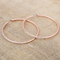 Large Rosegold Hoop Earrings with Crystals freeshipping - Higher Class Elegance