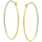 2 Inch Goldtone Crystal Hoop Earrings freeshipping - Higher Class Elegance