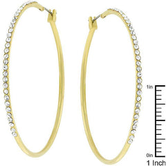 2 Inch Goldtone Crystal Hoop Earrings freeshipping - Higher Class Elegance