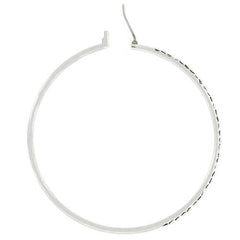 2 Inch Rhodium Plated Finish Cubic Zirconia Hoop Earrings freeshipping - Higher Class Elegance