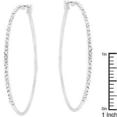 2 Inch Rhodium Plated Finish Cubic Zirconia Hoop Earrings freeshipping - Higher Class Elegance