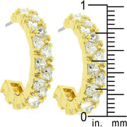 Trillion Cut Cubic Zirconia Hoop Earrings Goldtone Finish freeshipping - Higher Class Elegance
