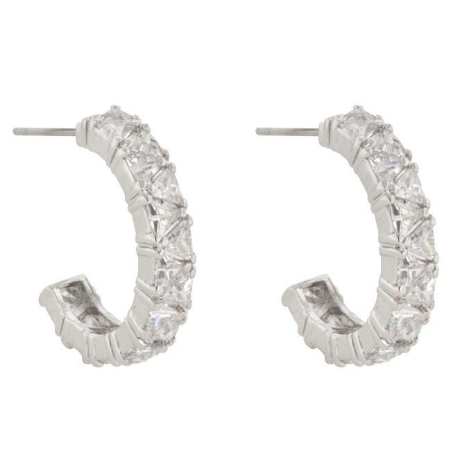 Trillion Cut Cubic Zirconia Hoop Earrings freeshipping - Higher Class Elegance