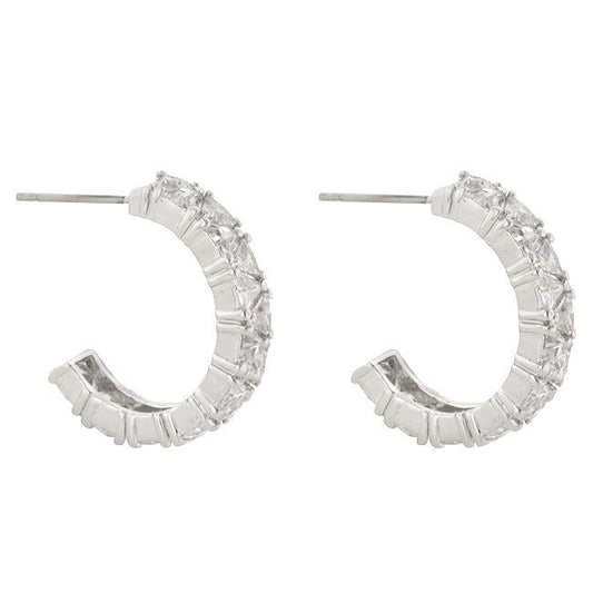 Trillion Cut Cubic Zirconia Hoop Earrings freeshipping - Higher Class Elegance