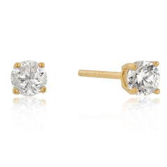 4mm New Sterling Round Cut Cubic Zirconia Studs Gold freeshipping - Higher Class Elegance