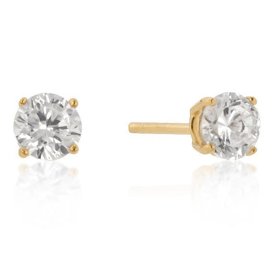 5mm New Sterling Round Cut Cubic Zirconia Studs Gold freeshipping - Higher Class Elegance