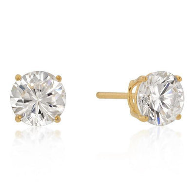7mm New Sterling Round Cut Cubic Zirconia Studs Gold freeshipping - Higher Class Elegance