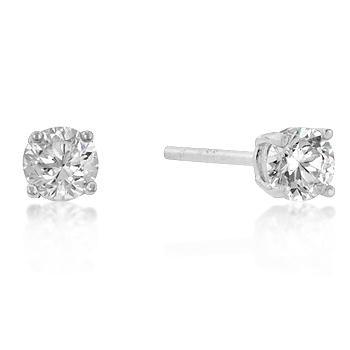 4mm New Sterling Round Cut Cubic Zirconia Studs Silver freeshipping - Higher Class Elegance
