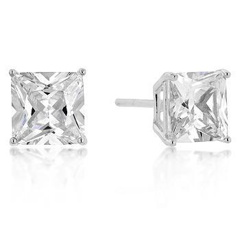 7mm New Sterling Princess Cut Cubic Zirconia Studs Silver freeshipping - Higher Class Elegance