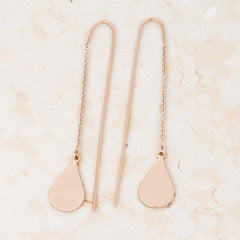 Chloe Rose Gold Stainless Steel Teardrop Threaded Drop Earrings freeshipping - Higher Class Elegance
