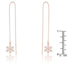 Noelle Rose Gold Stainless Steel Snowflake Threaded Drop Earrings freeshipping - Higher Class Elegance