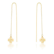 Patricia Gold Stainless Steel Clover Threaded Drop Earrings freeshipping - Higher Class Elegance