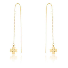 Patricia Gold Stainless Steel Clover Threaded Drop Earrings freeshipping - Higher Class Elegance