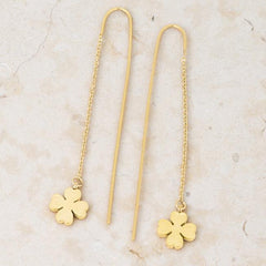 Patricia Gold Stainless Steel Clover Threaded Drop Earrings freeshipping - Higher Class Elegance