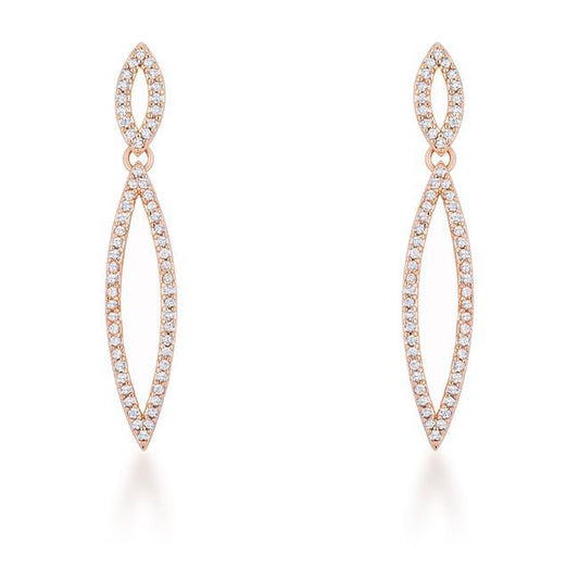 Sara 1.2ct CZ Rose Gold Delicate Double Teardrop Drop Earrings freeshipping - Higher Class Elegance