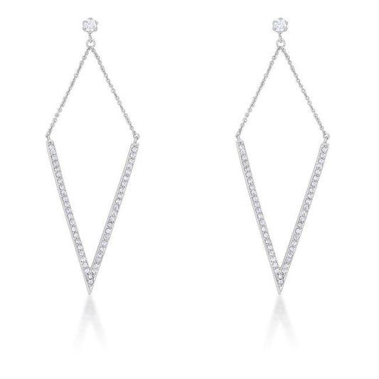 Michelle 1.2ct CZ Rhodium Delicate Pointed Drop Earrings freeshipping - Higher Class Elegance