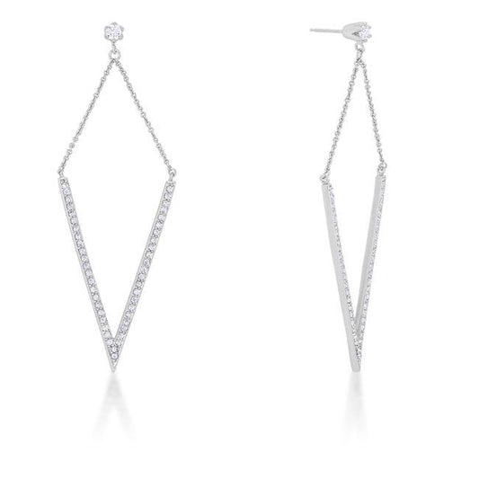 Michelle 1.2ct CZ Rhodium Delicate Pointed Drop Earrings freeshipping - Higher Class Elegance