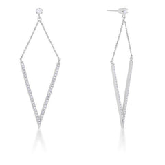Michelle 1.2ct CZ Rhodium Delicate Pointed Drop Earrings freeshipping - Higher Class Elegance