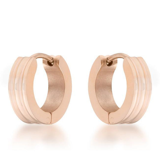 Marlene Rose Gold Stainless Steel Small Hoop Earrings freeshipping - Higher Class Elegance
