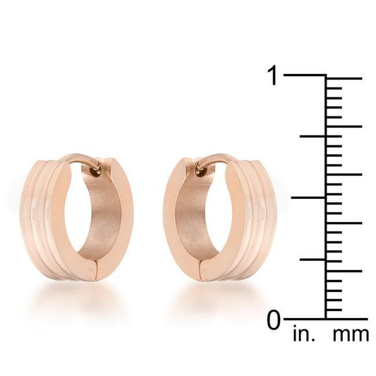 Marlene Rose Gold Stainless Steel Small Hoop Earrings freeshipping - Higher Class Elegance