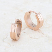 Marlene Rose Gold Stainless Steel Small Hoop Earrings freeshipping - Higher Class Elegance