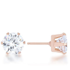 Reign 3.4ct CZ Rose Gold Stainless Steel Stud Earrings freeshipping - Higher Class Elegance