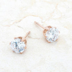 Reign 3.4ct CZ Rose Gold Stainless Steel Stud Earrings freeshipping - Higher Class Elegance