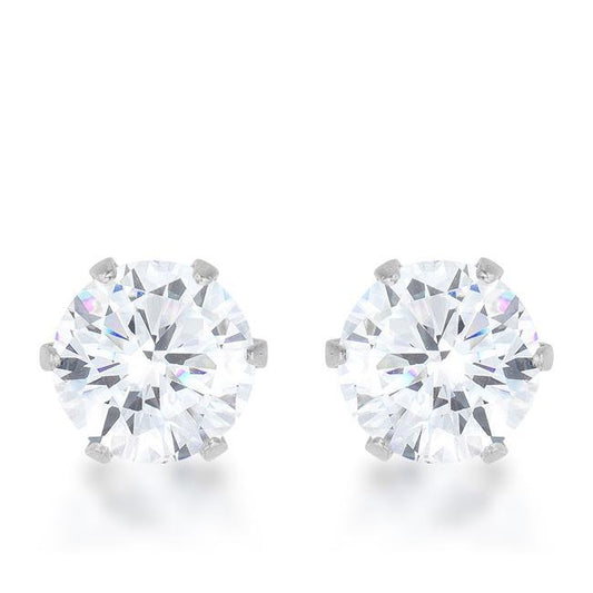 Reign 3.4ct CZ Rhodium Stainless Steel Stud Earrings freeshipping - Higher Class Elegance