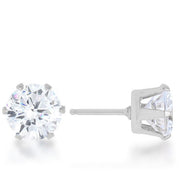 Reign 3.4ct CZ Rhodium Stainless Steel Stud Earrings freeshipping - Higher Class Elegance