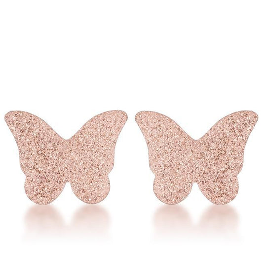 Jess Glittery Butterfly Rose Gold Stud Earrings freeshipping - Higher Class Elegance