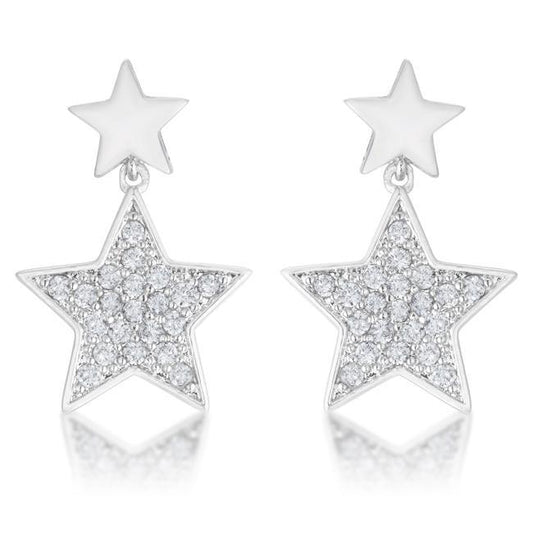 Bianca 0.5ct CZ Rhodium Star Drop Earrings freeshipping - Higher Class Elegance