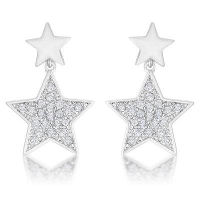 Bianca 0.5ct CZ Rhodium Star Drop Earrings freeshipping - Higher Class Elegance