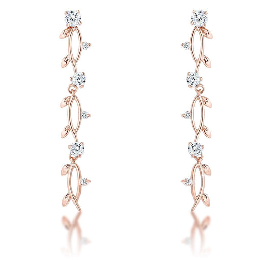 1.1Ct Vine Design Rose Gold Plated Earrings freeshipping - Higher Class Elegance