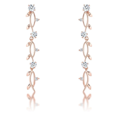 1.1Ct Vine Design Rose Gold Plated Earrings freeshipping - Higher Class Elegance
