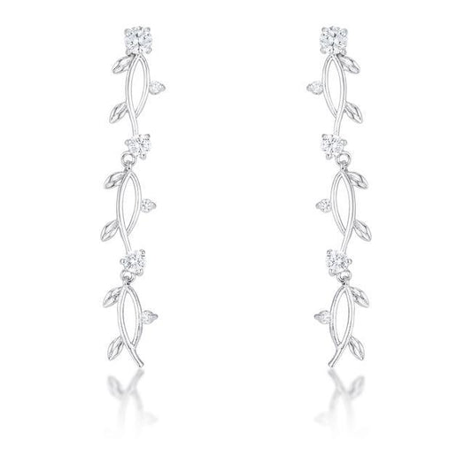 1.1Ct Vine Design Rhodium Earrings freeshipping - Higher Class Elegance