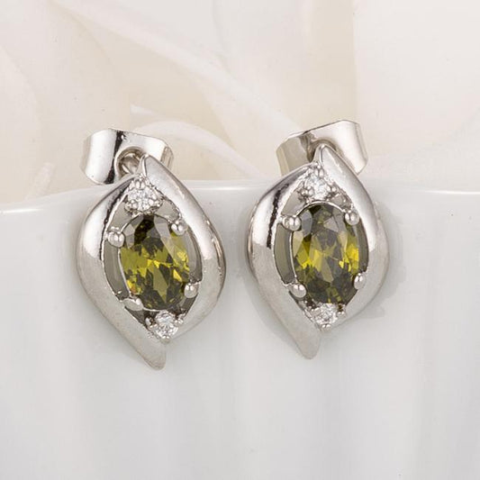 Antique Green Oval CZ Earrings freeshipping - Higher Class Elegance