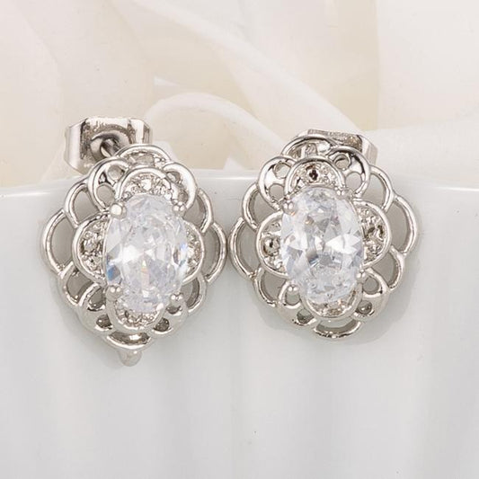 Antique Clear Oval Cut CZ Earrings freeshipping - Higher Class Elegance