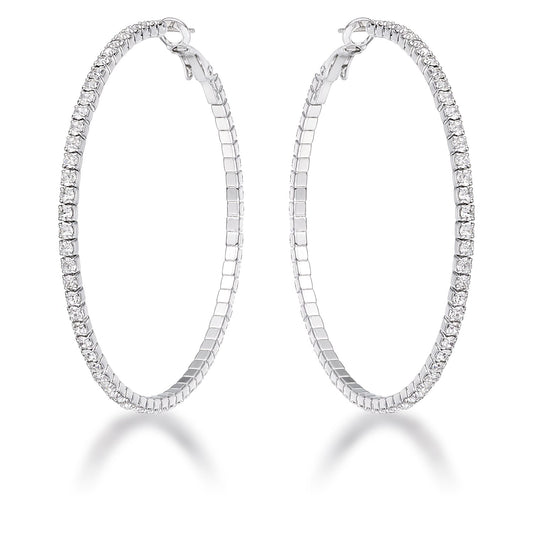 3.85Ct Silvertone Cup Chain Hoop Earrings freeshipping - Higher Class Elegance