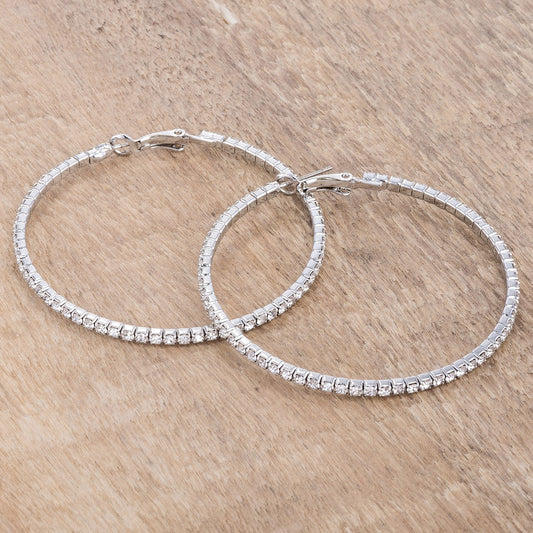 3.85Ct Silvertone Cup Chain Hoop Earrings freeshipping - Higher Class Elegance