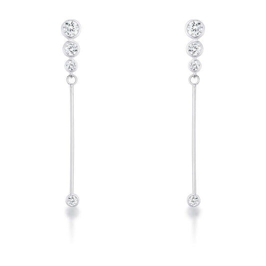 1.2Ct Graduated Rhodium Plated Drop Cubic Zirconia Earrings. freeshipping - Higher Class Elegance