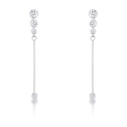 1.2Ct Graduated Rhodium Plated Drop Cubic Zirconia Earrings. freeshipping - Higher Class Elegance