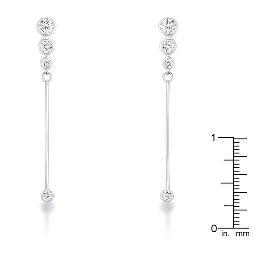 1.2Ct Graduated Rhodium Plated Drop Cubic Zirconia Earrings. freeshipping - Higher Class Elegance