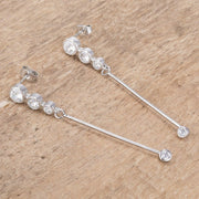 1.2Ct Graduated Rhodium Plated Drop Cubic Zirconia Earrings. freeshipping - Higher Class Elegance