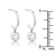 7mm Cz Rhodium Plated Drop Hooplet Earrings freeshipping - Higher Class Elegance