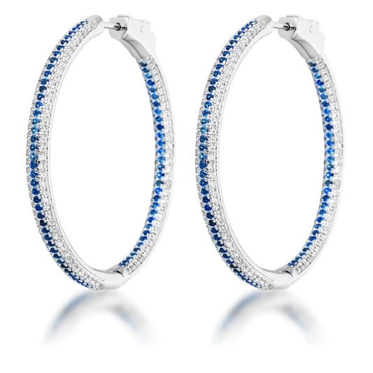 Sapphire Blue CZ Micro Pave Hoops freeshipping - Higher Class Elegance
