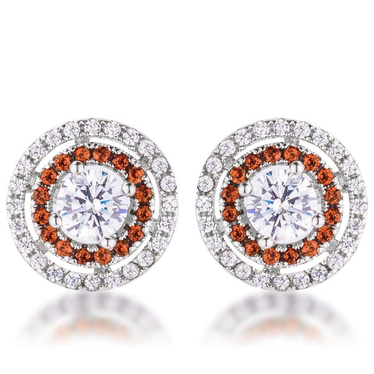 Orange CZ Double Halo Studs freeshipping - Higher Class Elegance