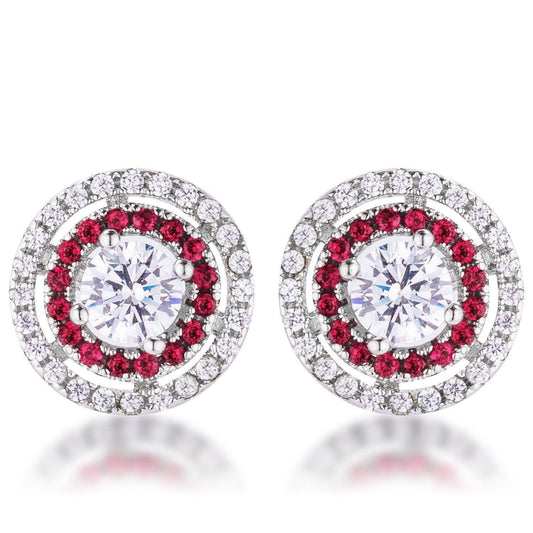 Ruby Red Cubic Zirconia Halo Earrings freeshipping - Higher Class Elegance